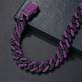 Wholesale Alloy Cuban Chain Purple Zircon Necklace Hiphop Jewelry for Women and Men