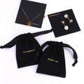 Custom Gold Stamping Cotton Linen Bracelet Necklace Jewelry Bag With Microfiber Cleaning Cloth Jewelry Card Packing Pouch