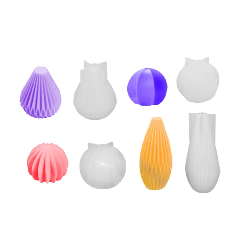 Handmade DIY Aromatherapy Candle Mold Silica Gel Ornament Vase in Fan-shaped Pear-shaped Lantern Shape Durable Silicone Material