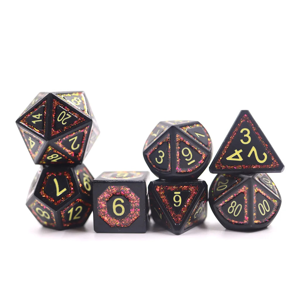 Custom 16mm Metal Mica Glitter Polyhedral RPG Dungeons & Dragons Dice for DND Games