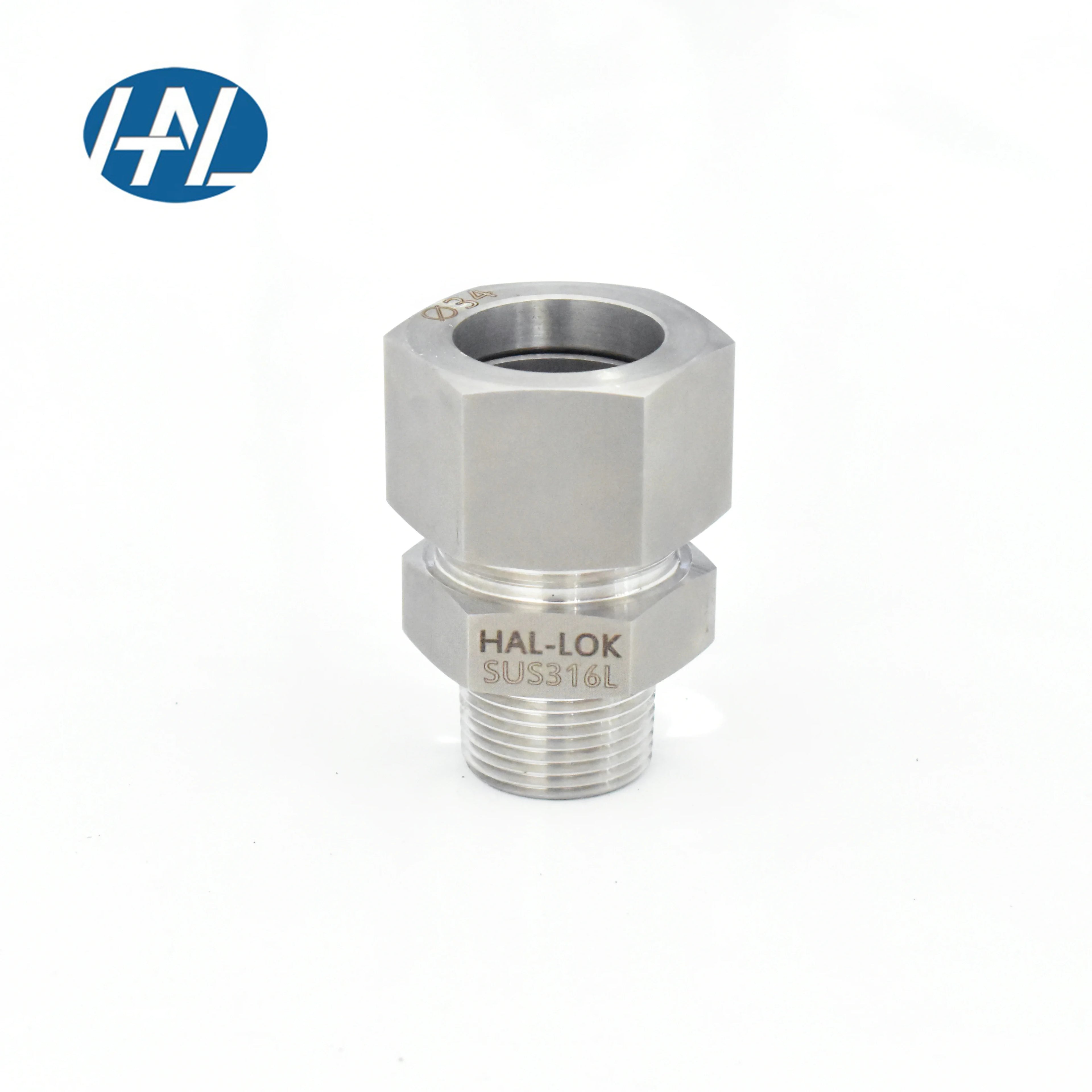 HAL-LOK 1 Inch 38mm Stainless Steel Forged Hydraulic Fittings NPT Male Straight Single Ferrule Polished Surface Hose Fitting