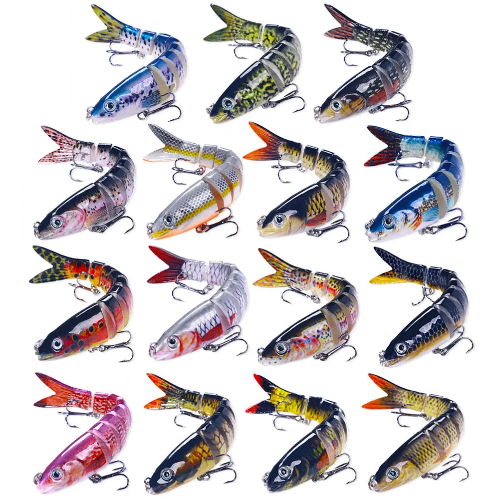 Custom 13.4cm/18g Artificial Bass Fish Lure Swimbait 6 Segmented Multi Jointed Hard Fishing Lures MegaBDM