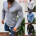 Mens Casual Shirts Cotton Linen Shirt Loose Tops Long Sleeve Solid Slim Blouse Autumn Casual Soft Men Dress Shirts-3XL  Autumn