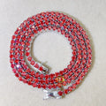 Pass Diamond Tester Hip Hop Garnet Color Moissanite Tennis Chain 3mm 925 Sterling Silver Tennis Necklace