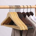 Solid P66 Flocking Wooden Coat Hangers Single Rectangle Design Hanger Clothing Skirt Pants Jeans Wardrobe Wood Hangers