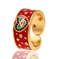 Boho Oil Drop Heart Star Colored Zircon Ring Devil Eye OpenRing