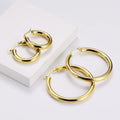 Fashion 18K Gold Plated Stainless Steel Jewelry Hollow Round Big Large Thick Hoop Earrings for Women
