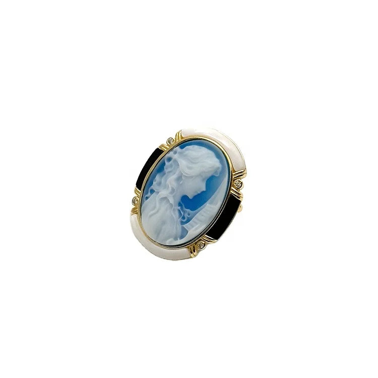 Vintage Style Cameo Pin Brooch and Pendant 925 Silver Jewelry
