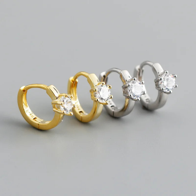Wholesale Wedding Wear Earrings Gold Plated 925 Sterling Silver Circle Round Zircon Earrings for Women