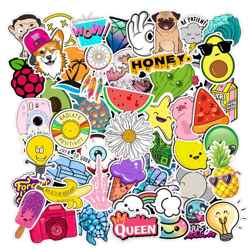 50Pcs Cute Cartoon Fresh VSCO Girl Diy Decor Label Sticker for Girl Children Shop Promotion Gifts Art Waterproof Stickers