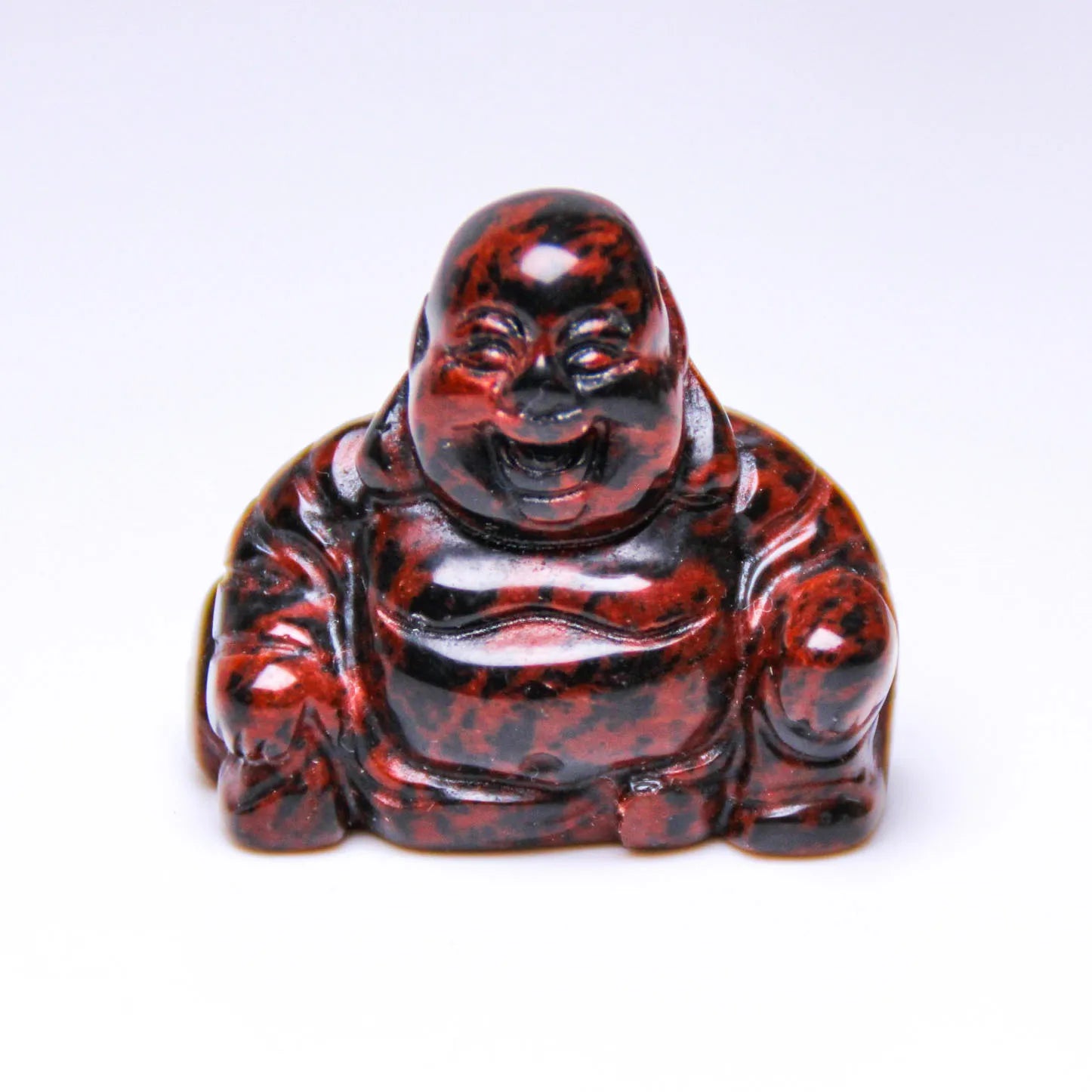 Hongzhuo Fashion Natural Crystal 7 Chakra Reiki Mahogany Obsidian Energy Buddha Carving for Christmas Gifts Crafts