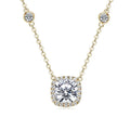 Halo Shining 925 Sterling Silver 2.5ct 8mm Cushion Cut Moissanite Sparkle square Pendant Necklace for Women