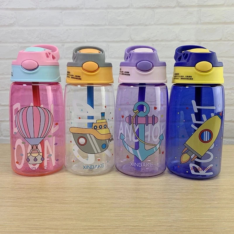 Aohea Children's Cups Creative Cartoon Cups with Straws Leakproof Water Bottles Outdoor Portable Kids Water Bottle