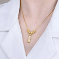 Trendy Stainless Steel Bamboo Shape Opal Necklace Jewelry Lucky Zircon Charm 18k Gold Plated Green Jade Bamboo Necklace