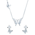 925 Silver Butterfly Necklace Stud Earrings Butterfly Jewelry Set