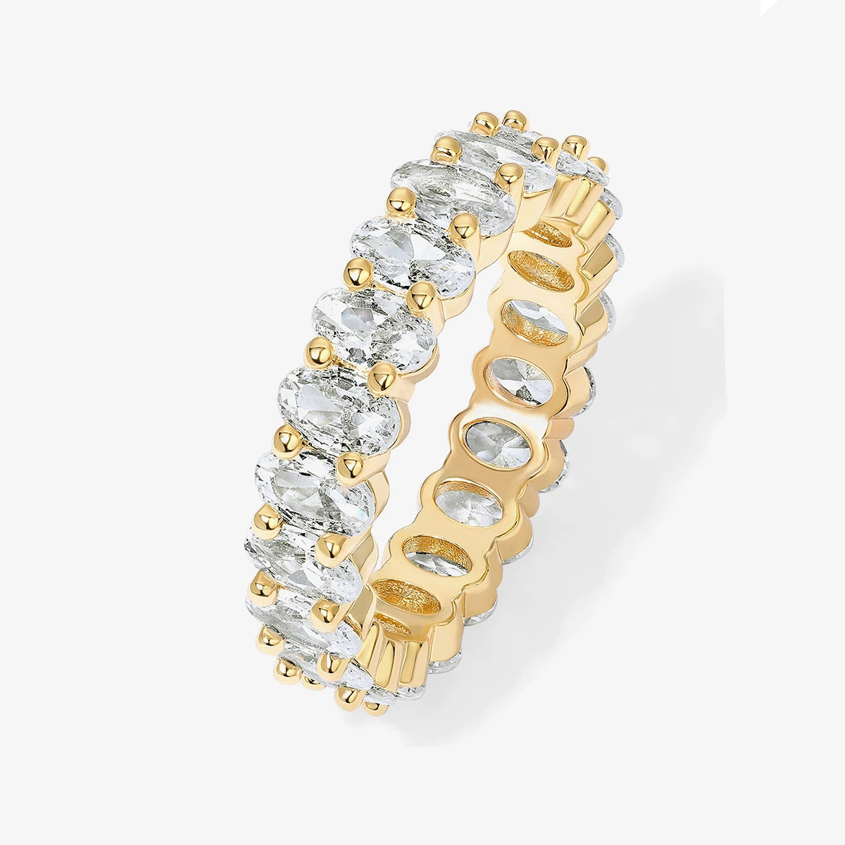 Oval Moissanite Diamond 925 Sterling Silver Women Jewelry Gold Plated CZ 14K 18K Endless Eternity Band Ring