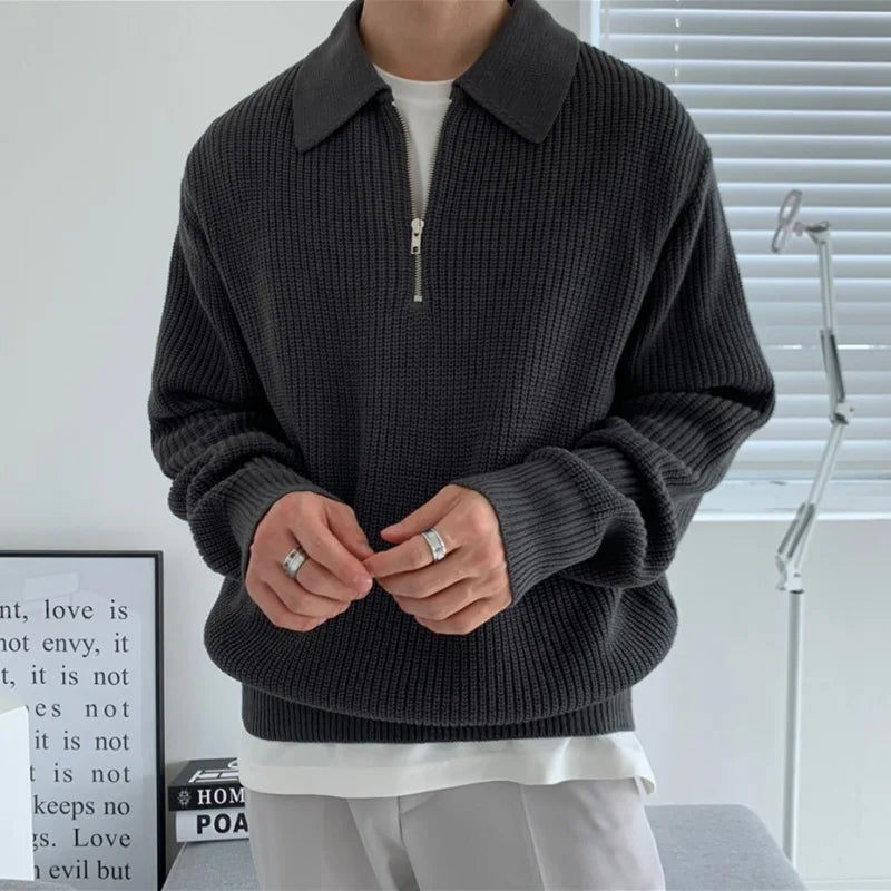 Factory Direct Autumn and Winter Lapel Jumper Men's Comfortable Casual Fashion Thick Section Business Knitwear MegaBDM