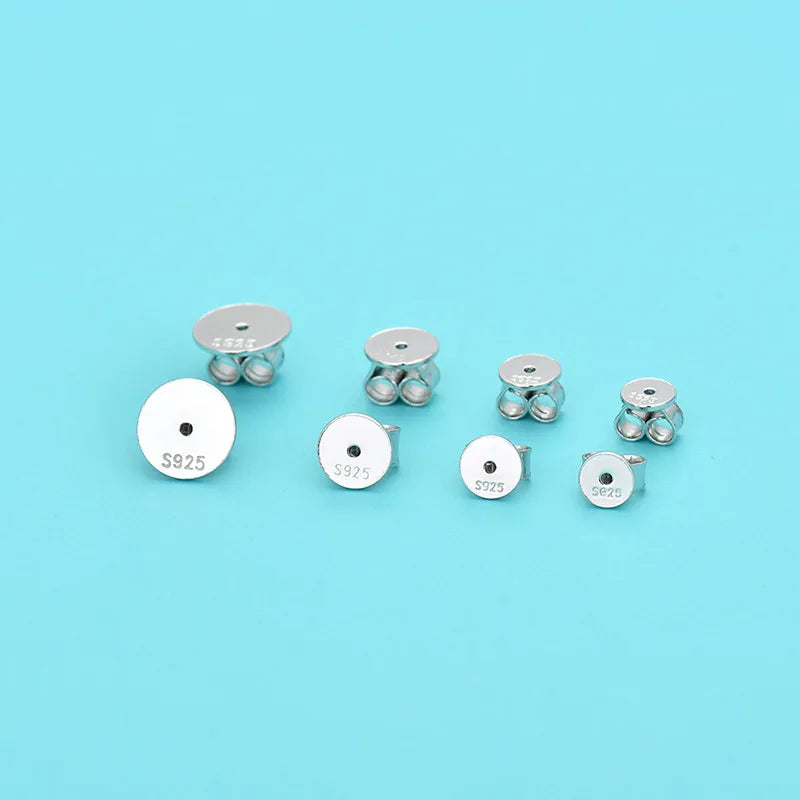 4.5mm 5mm 6mm 8mm 925 Sterling Silver Flat Ear Backs Earring DIY Accessories Anti-Loss Gold Plated Ear Clips Ear Nuts Ear Stops