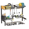 Telescopic 60-80 80-100cm Sink Rack 2 Tiers  Stainless Steel  Kitchen Dish Utensil Storage Over Sink Dish Drainer Sink Rack