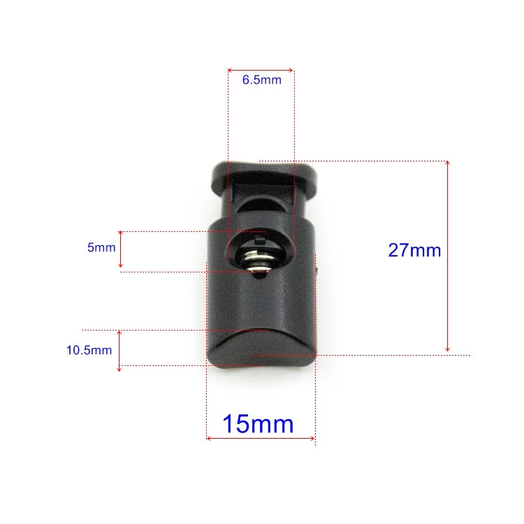 Wholesale 27x15x10.5mm Black Good Quality Cord Lock Cord Stopper Spring Plastic Stopper Rope Buckle