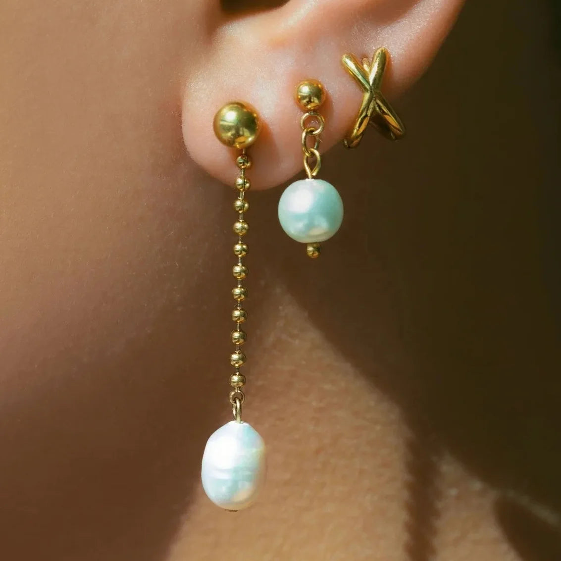 Waterproof Stainless Steel Jewelry 2025 Trendy 18K PVD Gold Plated Natural Pearl Drop Earring Fashion Stud Dangle Earrings