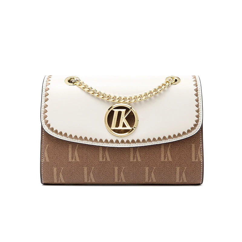 Fashionable Designer Handbag with Characters Print Pattern Metal Chain Cover Closure and All Seasons Use
