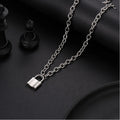 Statement Chunky Chain Padlock Necklace Silver Tone Lock Punk Rock Jewelry