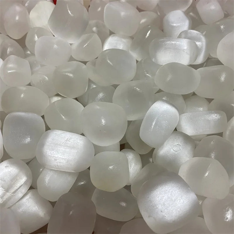 Wholesale Natural Polished Selenite Quartz Gravel White Selenite Tumbled Crystal Stones
