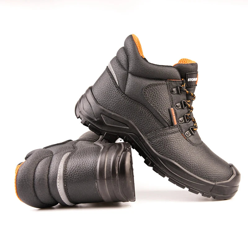 Fashion Black Leather Waterproof Classical Safety Shoes Outdoor Foot Protective Shoes