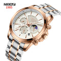 NIBOSI 2575 Classic Stainless Steel Strap Men Watches Luminous Wristwatches Men's Chronograph Quartz Watch