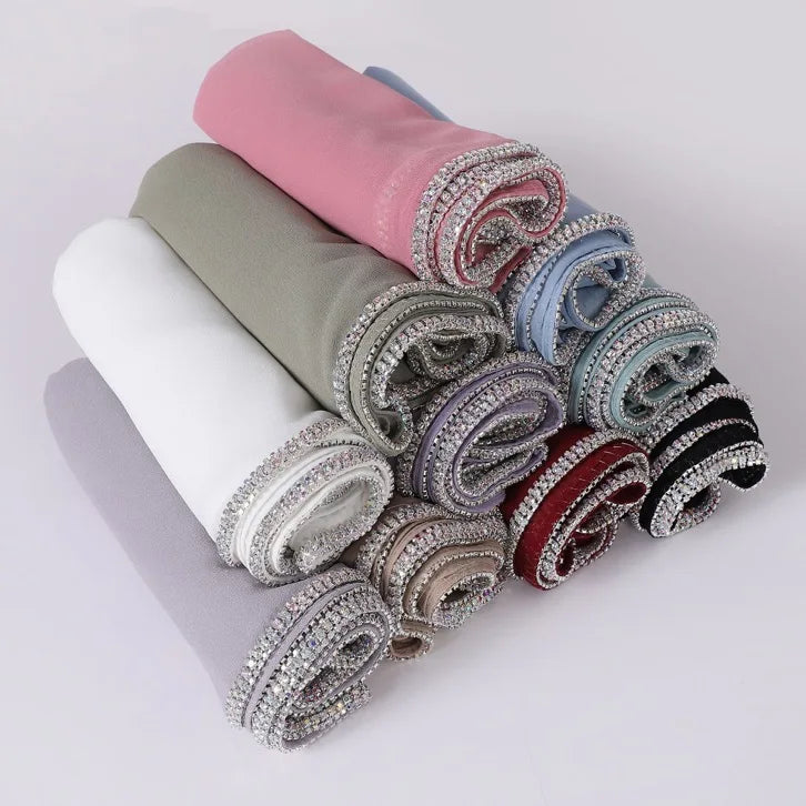 Factory Chiffon Hijab Plain Headband Scarfs Muslim Head Scarves Muslim Hijab Wholesale Chiffon Hijab With Stone
