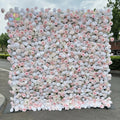 S06 Custom 3D Roll up Fabric Flower Walls Backdrop Curtain Mat Black Artificial Flower Wall Panel for Wedding Home Salon Decor