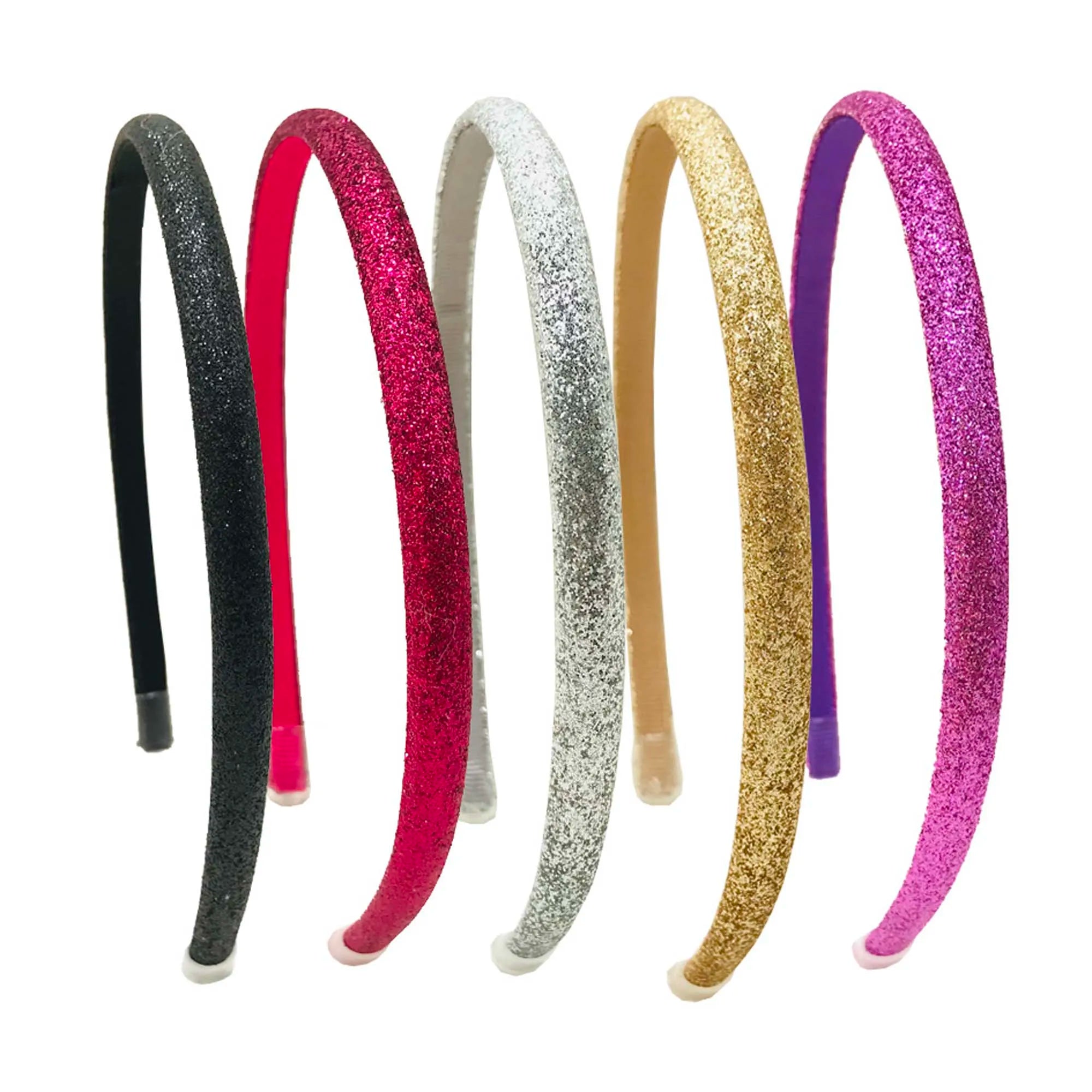 30pcs Girls Glitter Headband Handmade Metallic Hairband 11 Colors Wholesale 0.8cm Plastic Hair Loop DIY Hair Accessories