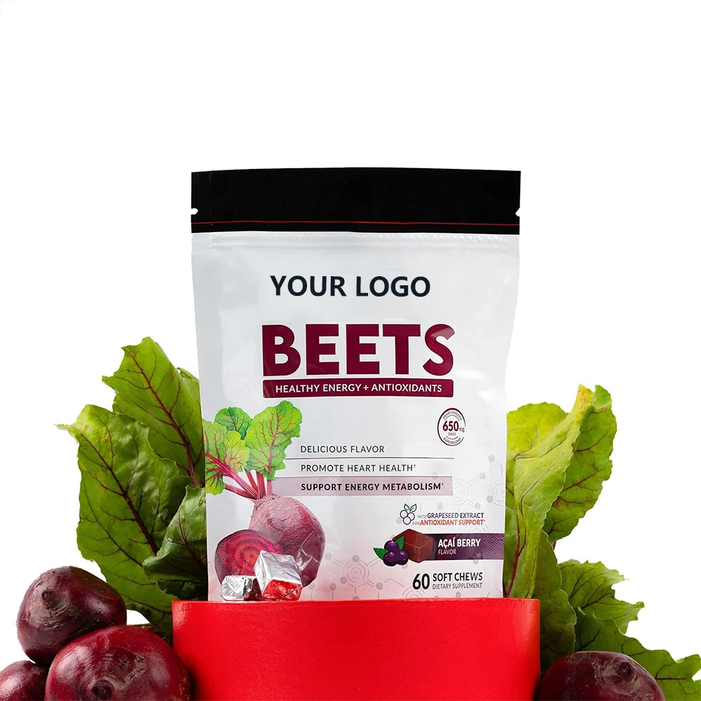 OEM/ODM Customizable Beets Blood Pressure Support Supplements Natural Beets Extract Soft Chewables for Heart Healthy & Energy