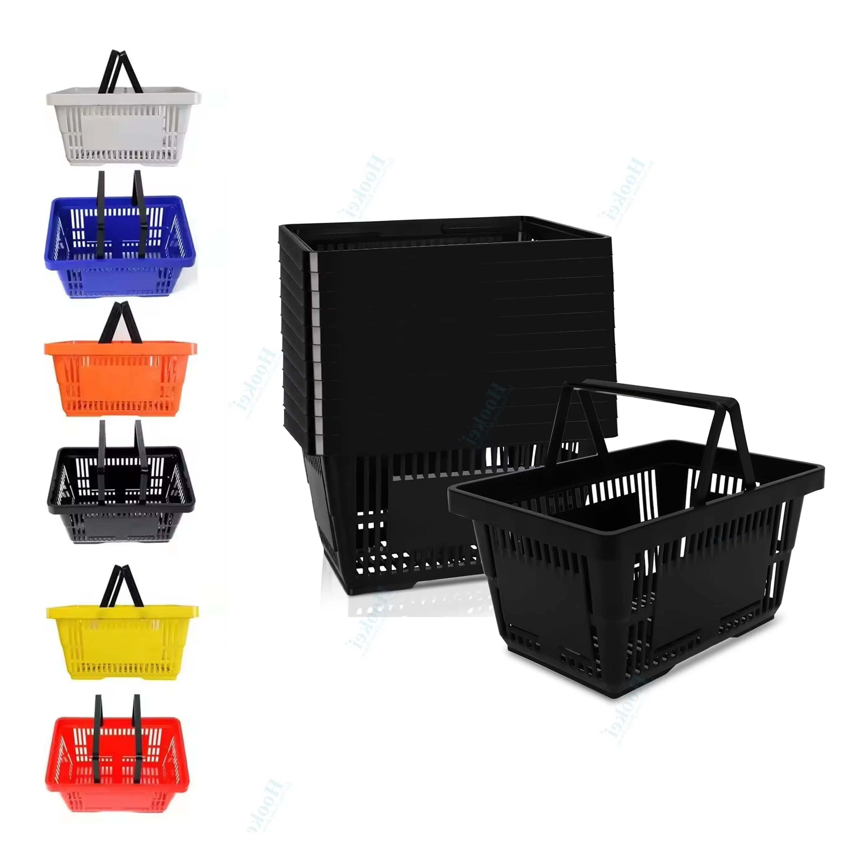 28L Plastic Shopping Basket Double Handle 28L Portable Grocery Basket in Supermarket