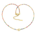 Sweet Cool Style Exquisite Mini Colorful Crystal Beaded Necklace Collar Chain Gold Love Necklace for Women