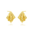 Vintage 925 Silver Jewelry New Design Folded Texture Pattern Sterling Silver Gold Plated Stud Earring Jewelry Women