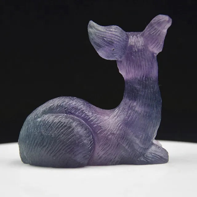 Huiying Fluorite Sculptures for Sale Semi-Precious Stone Deer 50*25*50mm Carving Sculptures Precious Stone Crafts