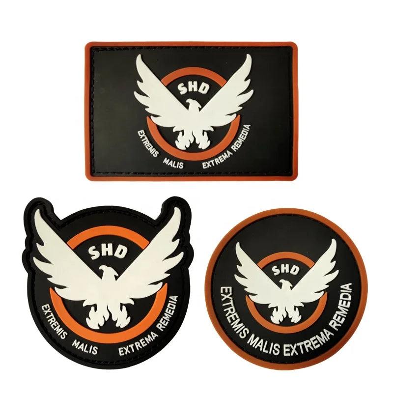 Custom 3D Rubber PVC Appliqued Hook Loop Patch Sew-On Iron-on Sticker Any Color Available OEM/ODM Supported for Outdoor Bags