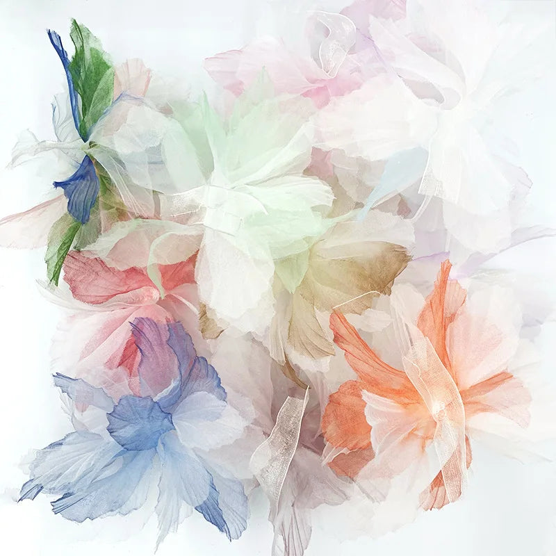 Deepeel ZP510 15CM Organza Flowers Lace Garment Accessories Gradient Three-Dimensional Lace for Hat Headdress Chiffon Dress