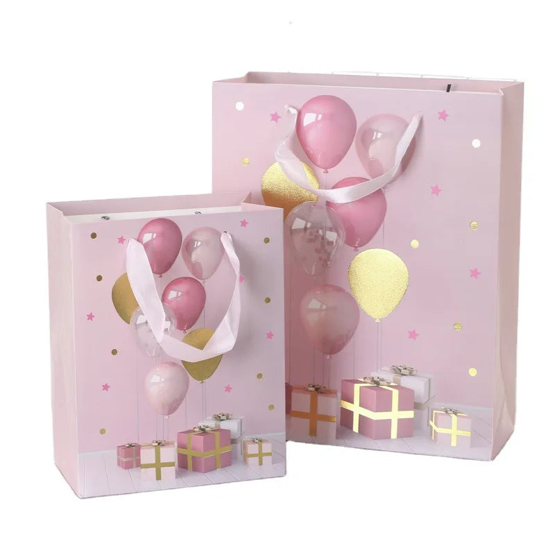 New Shopping Bag Luxury Party Holiday Birthday Gift White Cardboard Paper Gift Bags with Handles