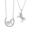 Manufacturer Wholesale Unicorn Necklace 925 Sterling Silver Lady and Lucky Horse Pendant
