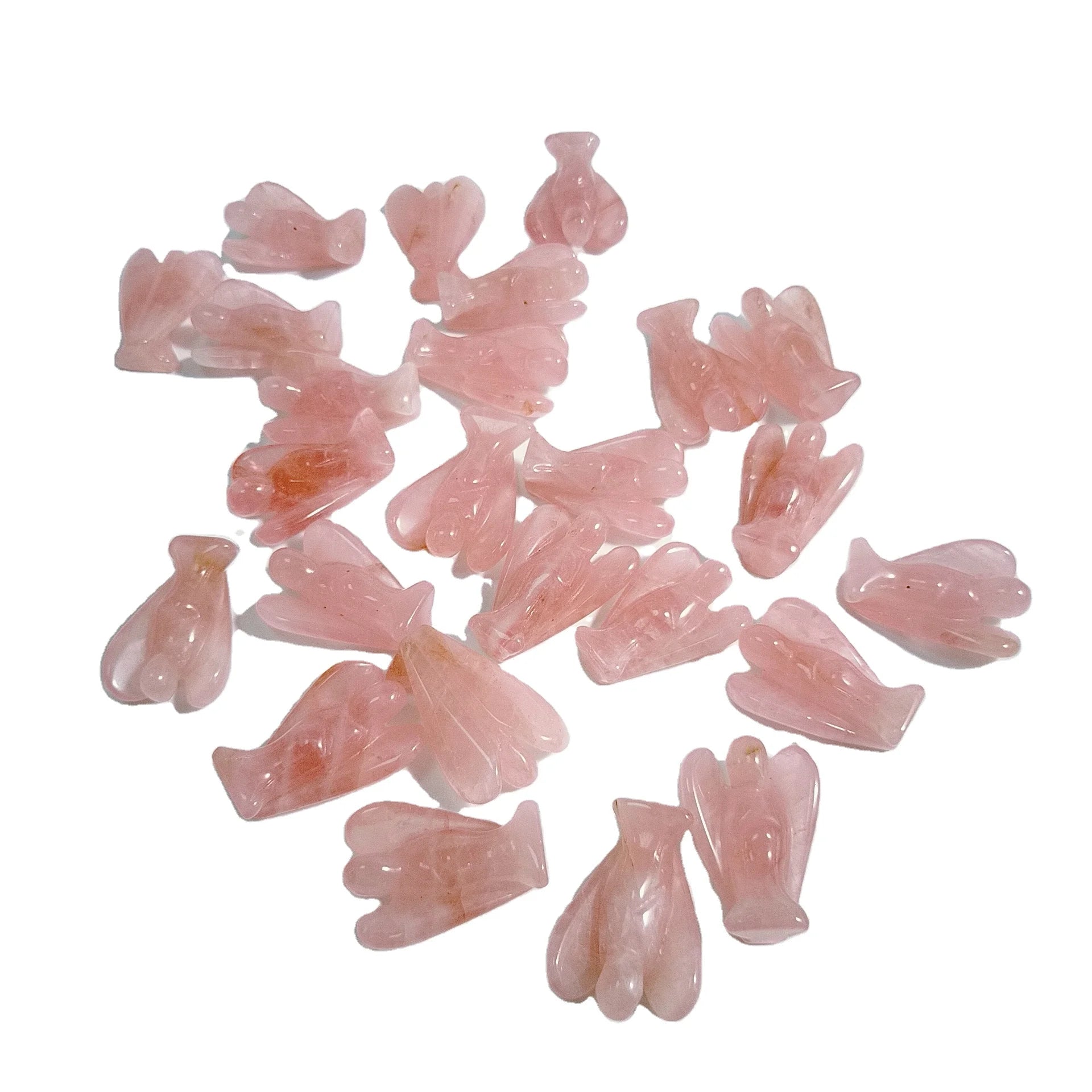 DIY Wholesale Natural Colorful Mineral Rose Quartz Crystal Carved Angel for Gift Crafts