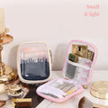 Customized Fashionable Women's Waterproof Makeup Bag Travel Cosmetics Storage Bag Cute Transparent Pink Makeup Bag