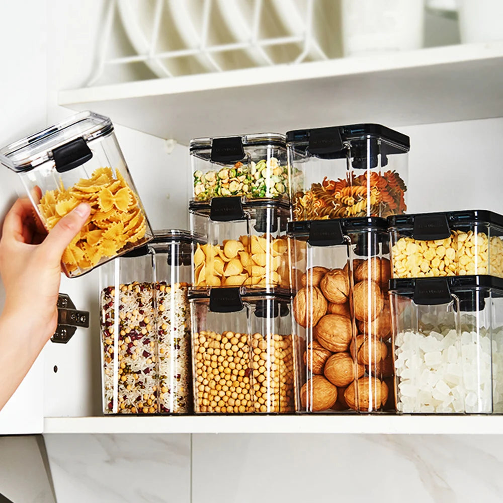 GUDE Kitchen Large Capacity Plastic Airtight Storage Bottles Jars Air Free Refrigerator Dry Food Box 10L PET+PP Container