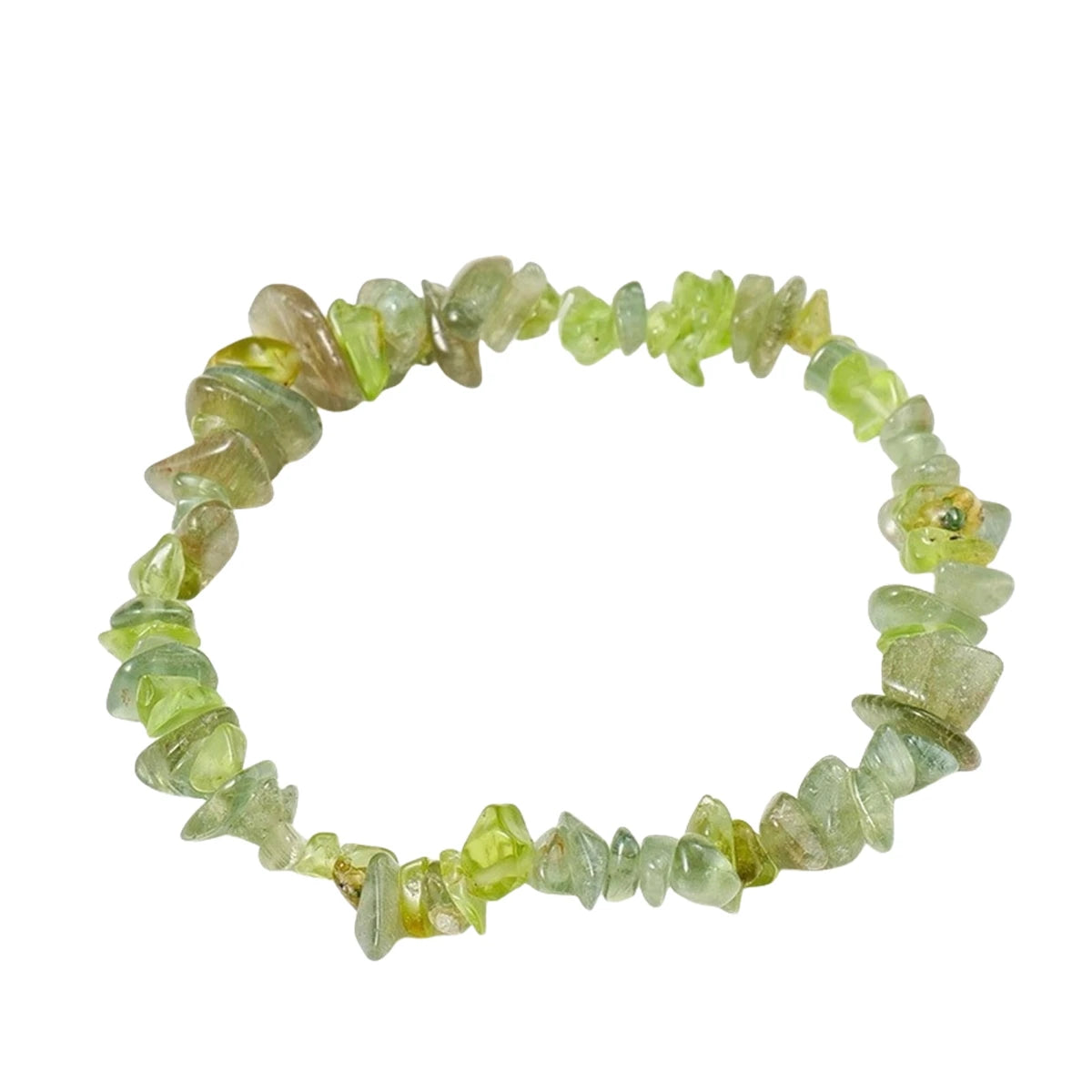 Hot Sale Fashionable Elastic Crushed Stone Peridot Natural Crystal Stone Bracelet Suitable for Men and Women Party Gift