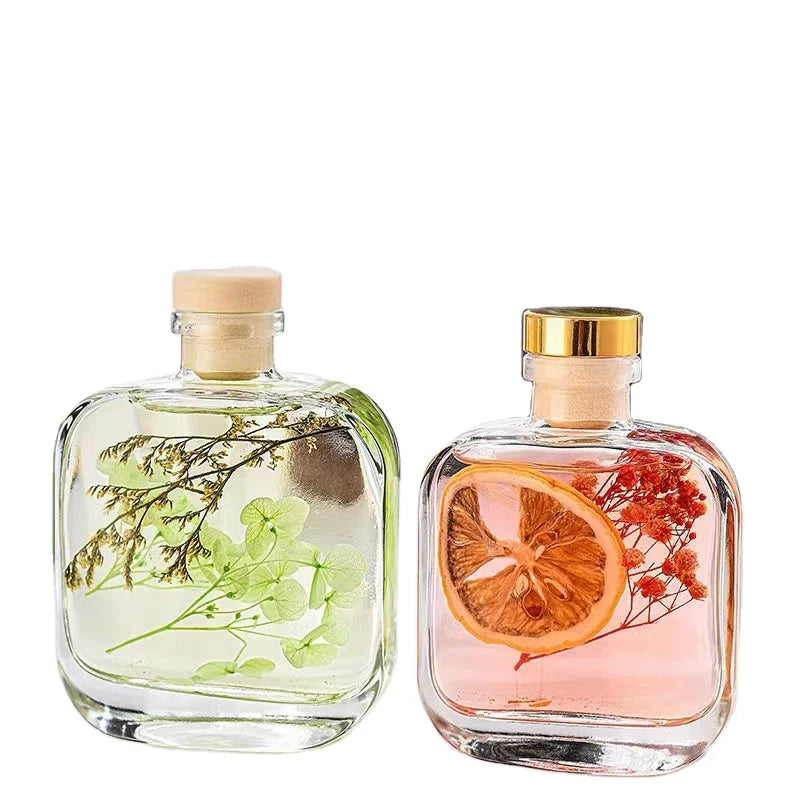 Luxury Home Black Square Aromatherapy Diffuser Bottle Gift Box Empty Glass Car Aroma Reed Flat Reed Diffuser