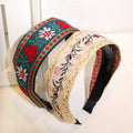 ShangHai Bohemian Headband with Embroidered Flowers Retro Ethnic Style Toothed Anti slip Girl Headband