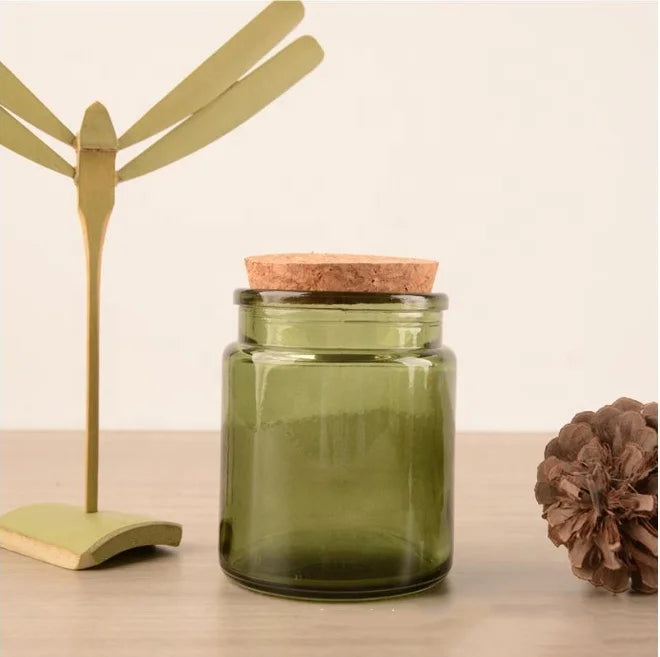100ml 4oz 200ml 7oz clear Amber Green Black Aura Modern Candle Vessels Jar Round Bottom with Cork Lids and Box