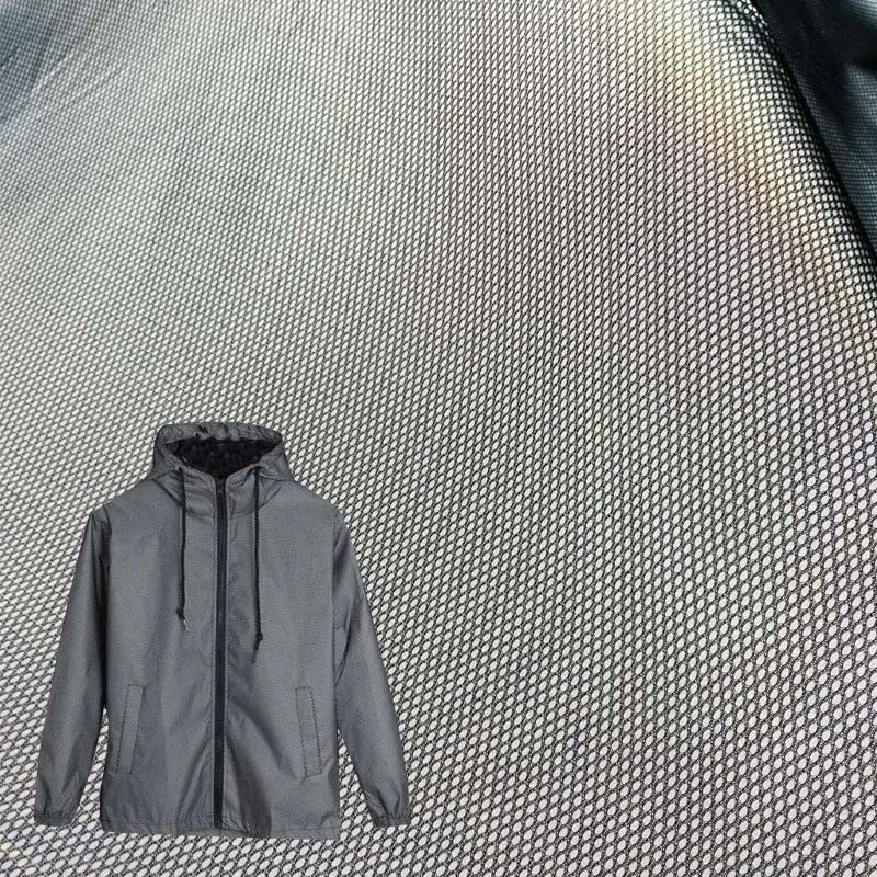 High Light Silver Grey Color Washable Sewed on Reflective Fabric with Composite Net Cloth for Runner Safety Clothing Jackets